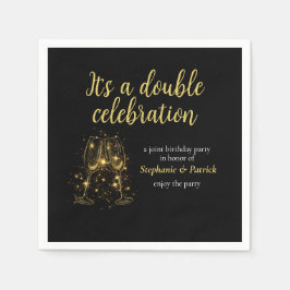 Elegante Champagne Dubbele Viering Gezamenlijke Pa Servet