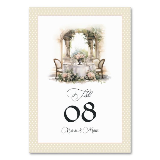 Elegante Champagne en Blush "Old Money" bruiloft Kaart (Voorkant)