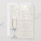 Elegante Champagne en Boog Bruids Douche Uitnodigi Kaart (Voorkant)