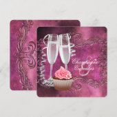 Elegante champagne- en cupcake-bruiloftsdouche kaart (Voorkant / Achterkant)