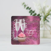 Elegante champagne- en cupcake-bruiloftsdouche kaart (Staand voorkant)