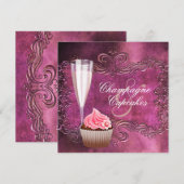 Elegante Champagne en Cupcake Vrijgezellenfeest Kaart (Voorkant / Achterkant)