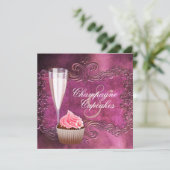 Elegante Champagne en Cupcake Vrijgezellenfeest Kaart (Staand voorkant)