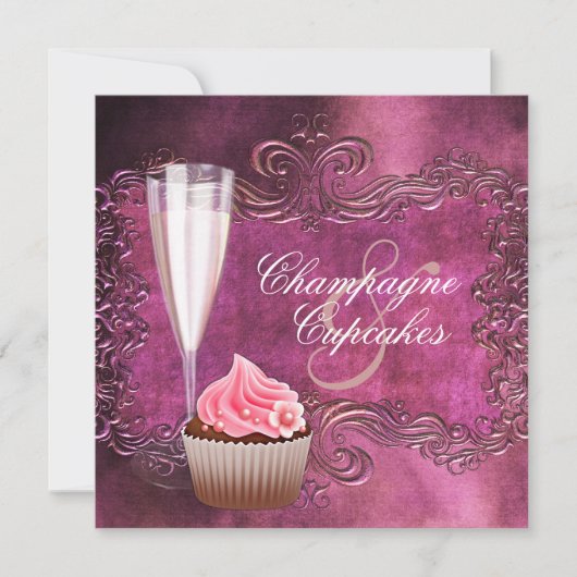 Elegante Champagne en Cupcake Vrijgezellenfeest Kaart (Voorkant)