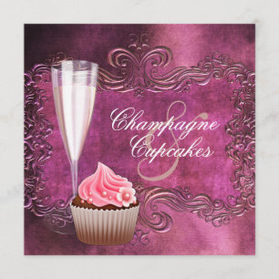Elegante Champagne en Cupcake Vrijgezellenfeest Kaart