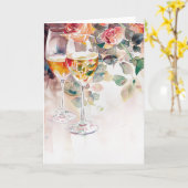 Elegante champagne- en rozen verlovingsaankondigin kaart (Gele Bloem)