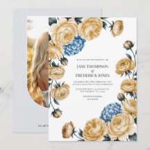 Elegante champagne- en stoffig blauwe bloemachtige