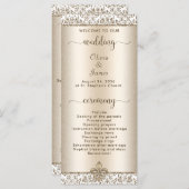 Elegante Champagne Fleur de Lis WEdding Programmakaart (Voorkant / Achterkant)