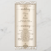 Elegante Champagne Fleur de Lis WEdding Programmakaart (Voorkant)