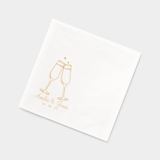 Elegante Champagne glas Cocktail Wedding Folie Servetten (Links)