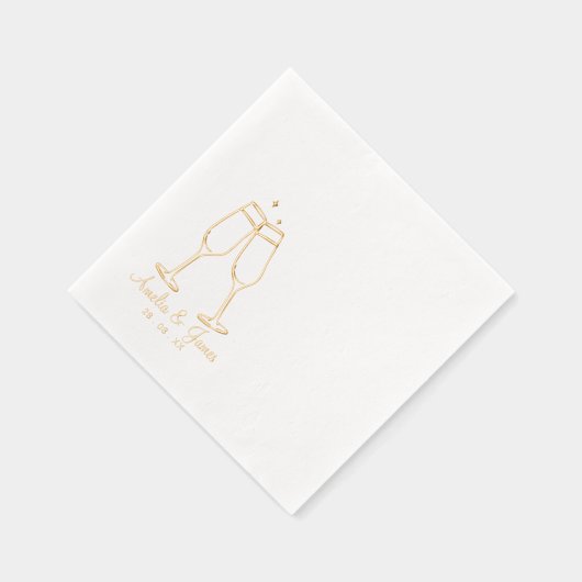 Elegante Champagne glas Cocktail Wedding Folie Servetten (Rechts)