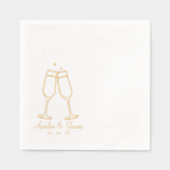 Elegante Champagne glas Cocktail Wedding Folie Servetten (Voorkant)