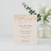 Elegante Champagne Glitter Bruiloft Save The Date Kaart (Staand voorkant)