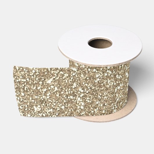 Elegante Champagne Glitter Sparkle Glam Satijnen Lint (Spoel)
