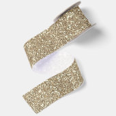 Elegante Champagne Glitter Sparkle Glam Satijnen Lint (Achterkant)