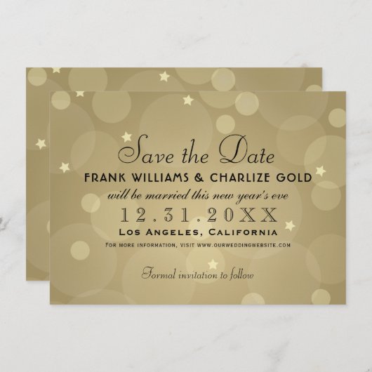 Elegante Champagne Gold bruiloft Save The Date (Voorkant / Achterkant)