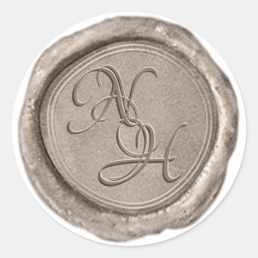 Elegante Champagne Gold Wax Seal Monogram Sticker (Voorkant)