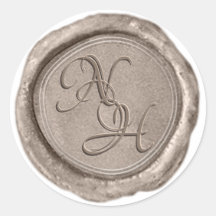 Elegante Champagne Gold Wax Seal Monogram Sticker