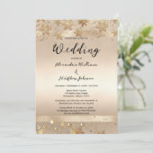Elegante Champagne Golden Snowflakes Luxe bruiloft Kaart (Staand voorkant)