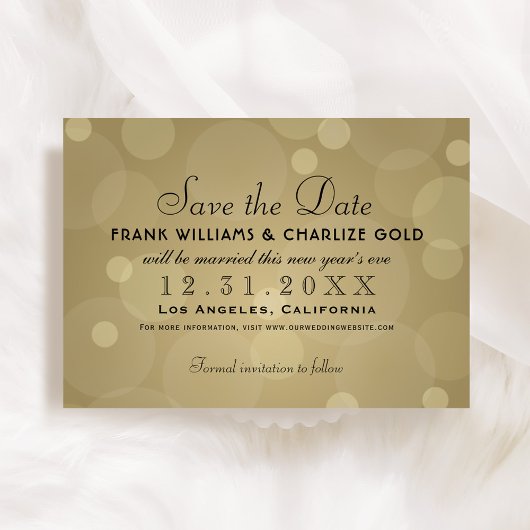 Elegante Champagne Goud en Zwart Bruiloft Save The Date