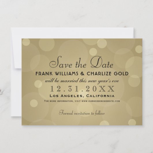 Elegante Champagne Goud en Zwart Bruiloft Save The Date (Voorkant)