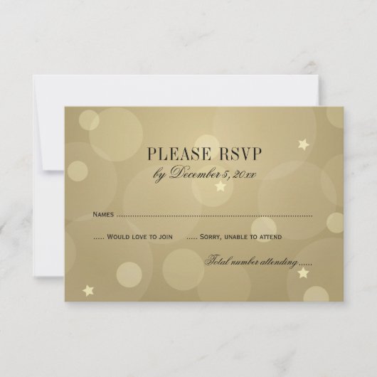 Elegante champagne goud en zwart RSVP kaartje (Voorkant)