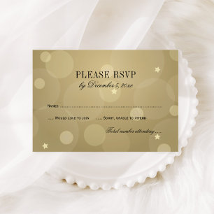 Elegante Champagne Goud en Zwarte Bokeh Antwoordka RSVP Kaartje