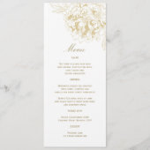 Elegante champagne gouden bloemstuk bruiloft menu (Voorkant)