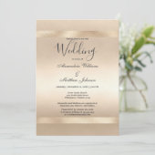 Elegante Champagne Gouden Glamour Luxe Bruiloft Kaart (Staand voorkant)