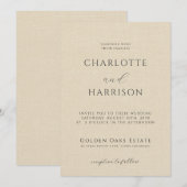 Elegante champagne in reliëf Linnen Minimal Weddin Kaart (Voorkant / Achterkant)