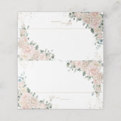 Elegante Champagne Ivoire Roze Bloemige Trouw Plaatskaartje (Buitenkant ongevouwen)