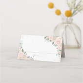 Elegante Champagne Ivoire Roze Bloemige Trouw Plaatskaartje (Voorkant)