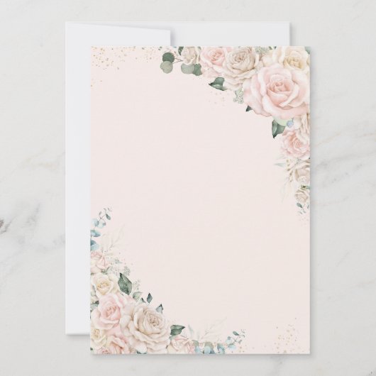 Elegante Champagne Ivoor Blush Bloemen Bruiloft Kaart (Achterkant)