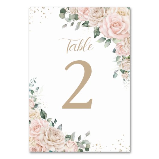 Elegante Champagne Ivoor Blush Bloemen Bruiloft Kaart (Voorkant)