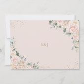 Elegante champagne ivoor roze bloemen bruiloft save the date (Achterkant)