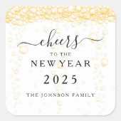 Elegante champagne juicht oudejaarsavond 2025 vierkante sticker (Voorkant)