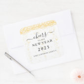 Elegante champagne juicht oudejaarsavond 2025 vierkante sticker (Envelop)