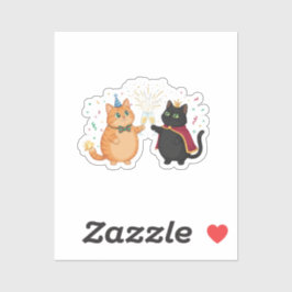 Elegante Champagne Katten Nieuwjaarsviering Toost Sticker