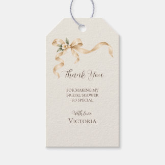 Elegante champagne lint bruiloftsfeest cadeaulabel