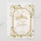 Elegante Champagne Mis Quince 15 Anos Gold Crown Kaart (Achterkant)