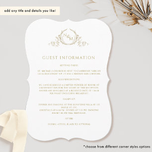 Elegante Champagne Monogram Gastinformatie Kaart