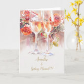 Elegante Champagne & Roos Verloving Aankondiging (Gele Bloem)