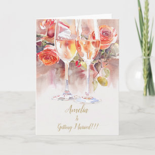 Elegante Champagne & Roos Verloving Aankondiging