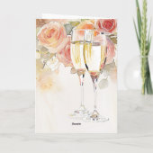 Elegante Champagne & Roos Verloving Aankondiging (Achterkant)