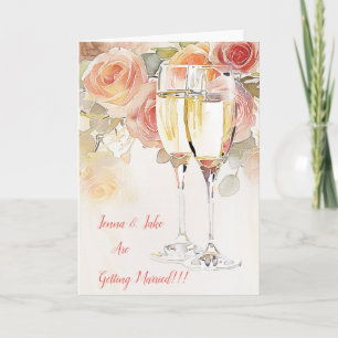 Elegante Champagne & Roos Verloving Aankondiging