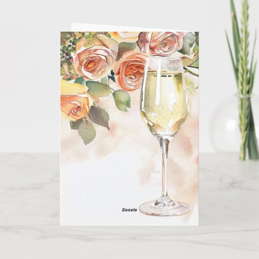 Elegante Champagne & Roos Verloving Aankondiging (Achterkant)