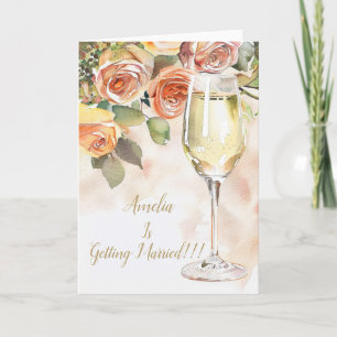 Elegante Champagne & Roos Verloving Aankondiging