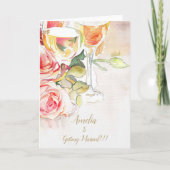 Elegante Champagne & Roos Verloving Aankondiging (Voorkant)