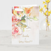 Elegante Champagne & Roos Verloving Aankondiging (Gele Bloem)