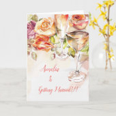 Elegante Champagne & Roos Verloving Aankondiging (Gele Bloem)